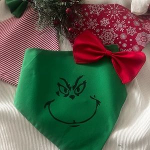 Custom doggie bandanna with bow and dog tag